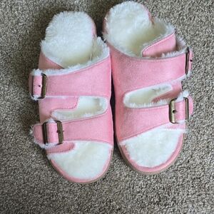 Pink Fuzzy Kids Sandals